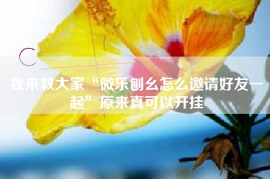 我来教大家“微乐刨幺怎么邀请好友一起”原来真可以开挂