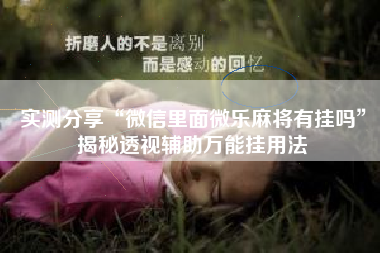 实测分享“微信里面微乐麻将有挂吗”揭秘透视辅助万能挂用法