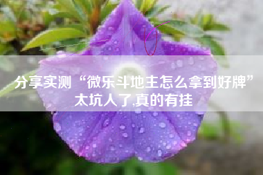 分享实测“微乐斗地主怎么拿到好牌”太坑人了,真的有挂