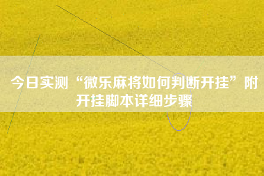 今日实测“微乐麻将如何判断开挂”附开挂脚本详细步骤