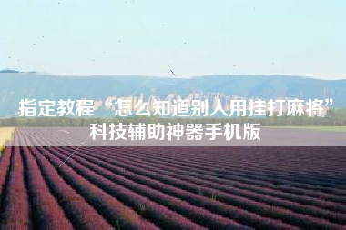 指定教程“怎么知道别人用挂打麻将	”科技辅助神器手机版