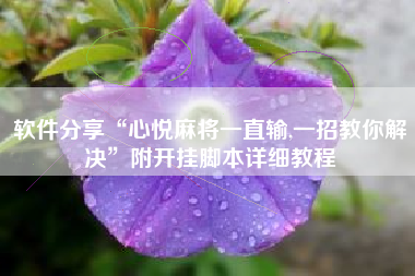 软件分享“心悦麻将一直输,一招教你解决	”附开挂脚本详细教程