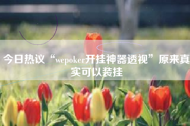 今日热议“wepoker开挂神器透视	”原来真实可以装挂