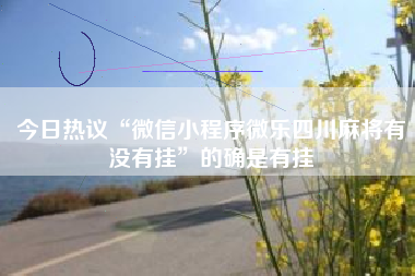 今日热议“微信小程序微乐四川麻将有没有挂”的确是有挂