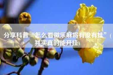 分享科普“怎么看微乐麻将有没有挂”(其实真的能开挂)