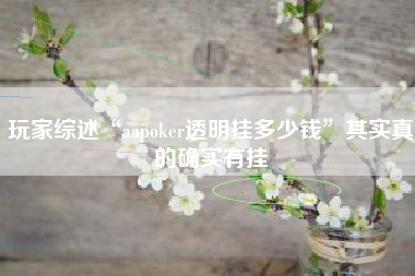 玩家综述“aapoker透明挂多少钱	”其实真的确实有挂