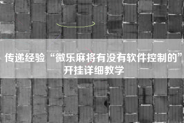 传递经验“微乐麻将有没有软件控制的	”开挂详细教学
