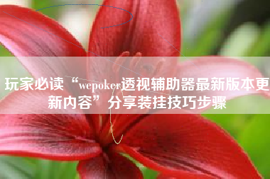 玩家必读“wepoker透视辅助器最新版本更新内容	”分享装挂技巧步骤