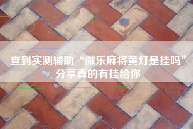 查到实测辅助“微乐麻将黄灯是挂吗”分享真的有挂给你