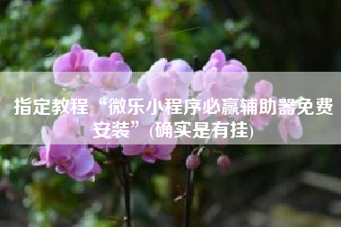 指定教程“微乐小程序必赢辅助器免费安装	”(确实是有挂)