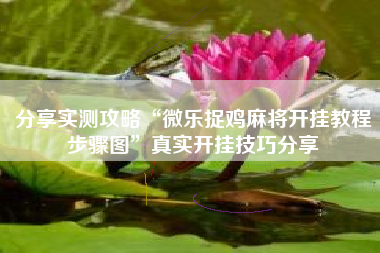 分享实测攻略“微乐捉鸡麻将开挂教程步骤图”真实开挂技巧分享