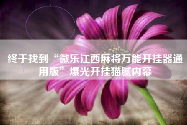 终于找到“微乐江西麻将万能开挂器通用版	”爆光开挂猫腻内幕