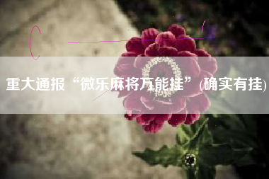 重大通报“微乐麻将万能挂”(确实有挂)