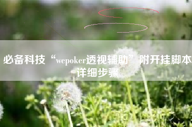 必备科技“wepoker透视辅助”附开挂脚本详细步骤