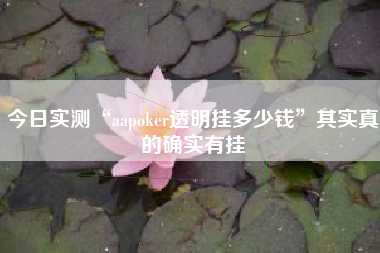 今日实测“aapoker透明挂多少钱”其实真的确实有挂