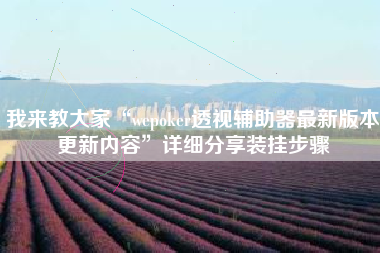 我来教大家“wepoker透视辅助器最新版本更新内容	”详细分享装挂步骤