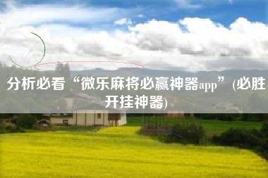 分析必看“微乐麻将必赢神器app”(必胜开挂神器)