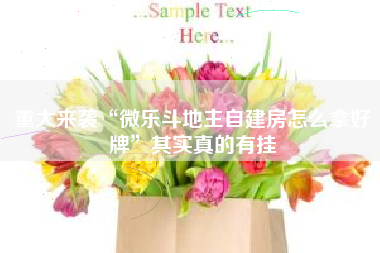 重大来袭“微乐斗地主自建房怎么拿好牌	”其实真的有挂