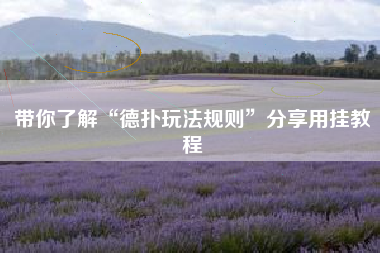 带你了解“德扑玩法规则	”分享用挂教程