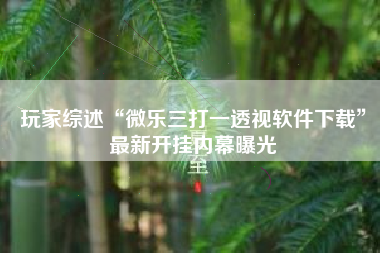 玩家综述“微乐三打一透视软件下载	”最新开挂内幕曝光