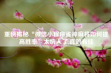 重磅揭秘“微信小程序雀神麻将如何提高胜率”太坑人了,真的有挂