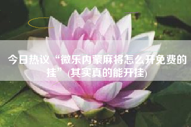 今日热议“微乐内蒙麻将怎么开免费的挂”(其实真的能开挂)