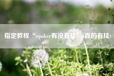 指定教程“wpoker有没有挂”(真的有挂)