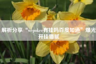 解析分享“wepoker有挂吗百度知道	”爆光开挂猫腻