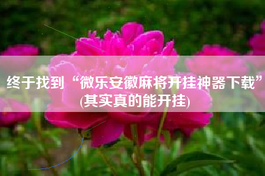 终于找到“微乐安徽麻将开挂神器下载”(其实真的能开挂)