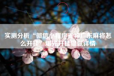 实测分析“微信小程序雀神广东麻将怎么开挂	”爆光开挂猫腻详情