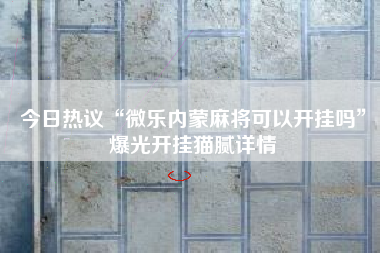 今日热议“微乐内蒙麻将可以开挂吗	”爆光开挂猫腻详情