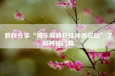 教程分享“微乐麻将开挂神器说明”了解开挂过程