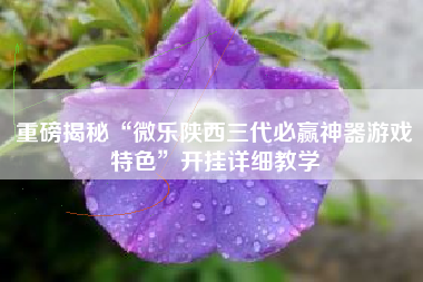 重磅揭秘“微乐陕西三代必赢神器游戏特色	”开挂详细教学