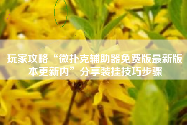 玩家攻略“微扑克辅助器免费版最新版本更新内”分享装挂技巧步骤