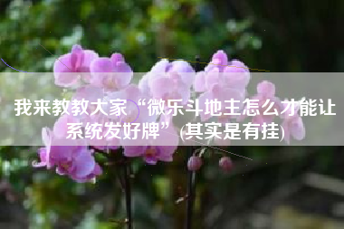 我来教教大家“微乐斗地主怎么才能让系统发好牌	”(其实是有挂)