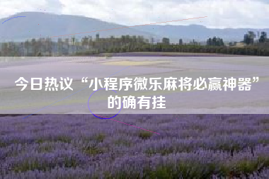 今日热议“小程序微乐麻将必赢神器”的确有挂