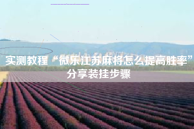 实测教程“微乐江苏麻将怎么提高胜率”分享装挂步骤