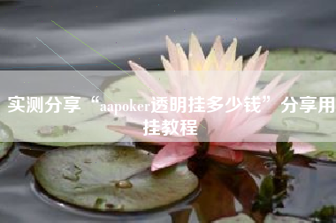 实测分享“aapoker透明挂多少钱	”分享用挂教程