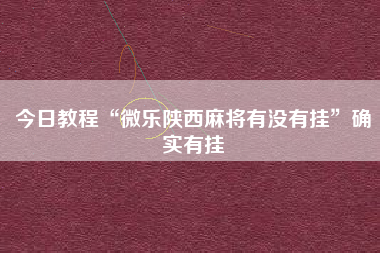今日教程“微乐陕西麻将有没有挂”确实有挂