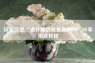 玩家综述“德扑圈透视是真的吗	”分享用挂教程