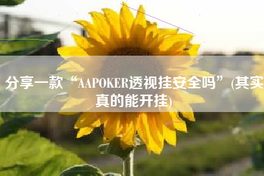 分享一款“AAPOKER透视挂安全吗	”(其实真的能开挂)