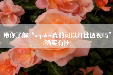 带你了解“wepoker真的可以开挂透视吗”(确实有挂)