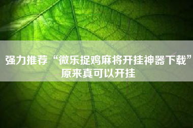 强力推荐“微乐捉鸡麻将开挂神器下载”原来真可以开挂