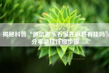 揭秘科普“微信微乐石家庄麻将有挂吗”分享装挂详细步骤