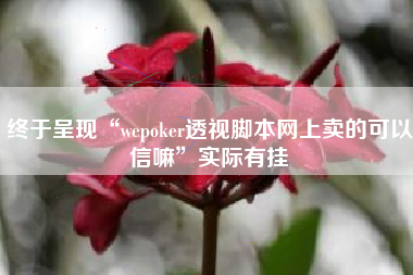 终于呈现“wepoker透视脚本网上卖的可以信嘛	”实际有挂