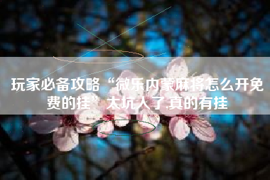 玩家必备攻略“微乐内蒙麻将怎么开免费的挂”太坑人了,真的有挂