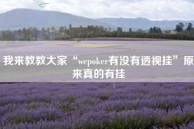 我来教教大家“wepoker有没有透视挂”原来真的有挂