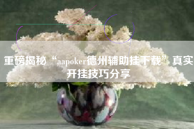重磅揭秘“aapoker德州辅助挂下载”真实开挂技巧分享
