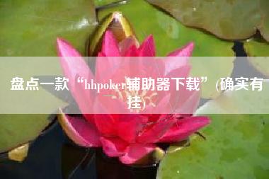 盘点一款“hhpoker辅助器下载”(确实有挂)