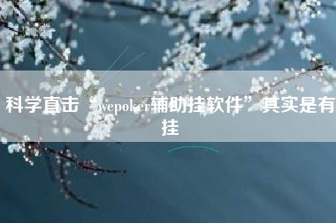 科学直击“wepoker辅助挂软件”其实是有挂